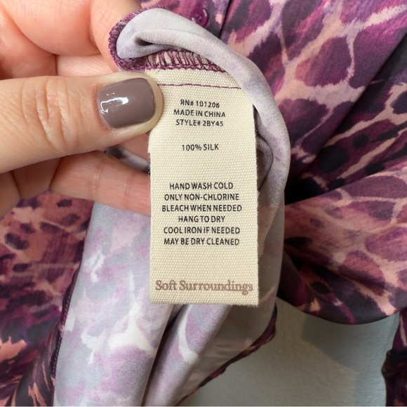 Soft Surroundings Vivi Silk Animal Print Button Up Women’s Flowy Blouse Sz XL - Picture 7 of 11